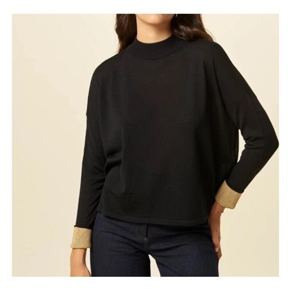 Sessun Women's Massa Merino Wool Mockneck Sweater In Black Size S Nwt